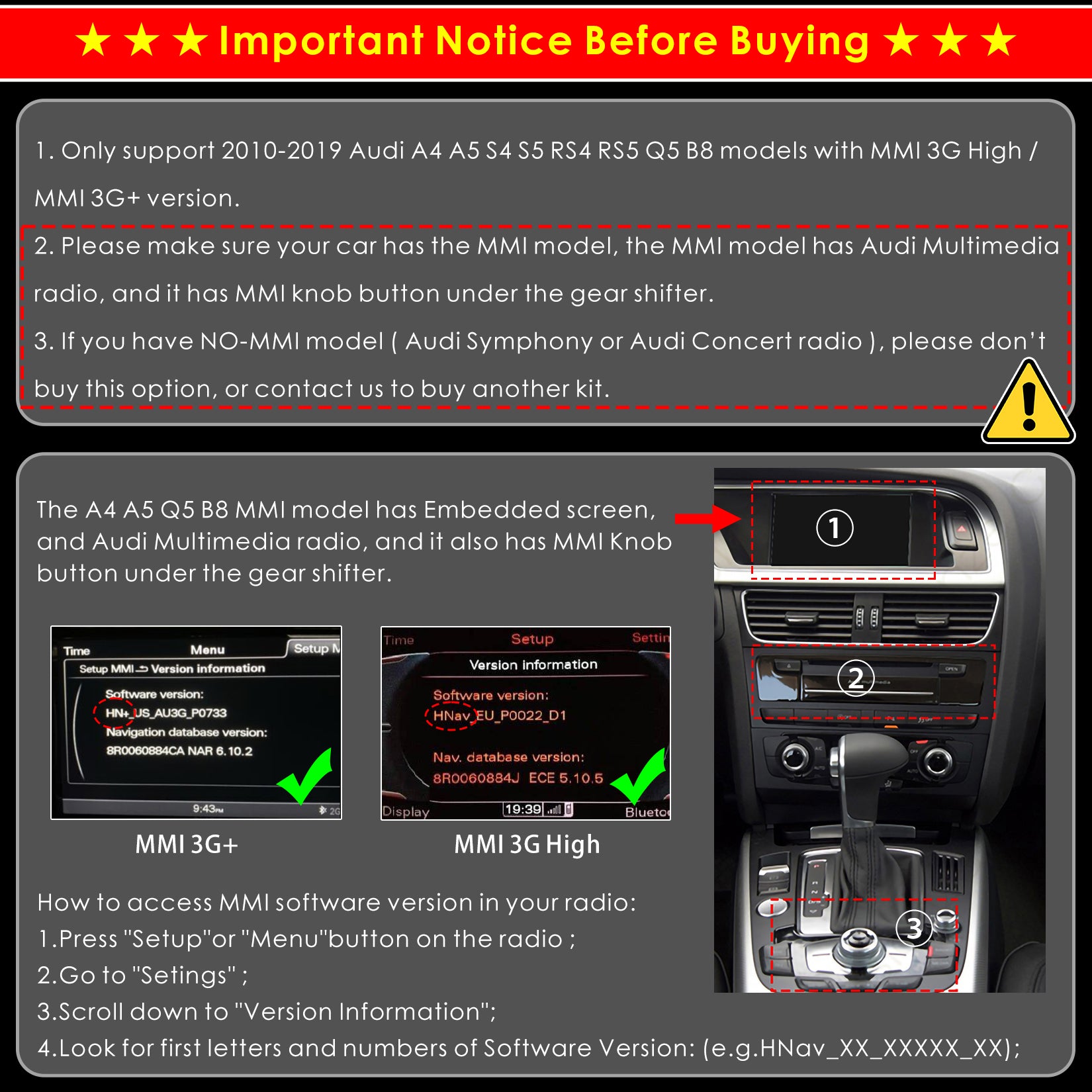 10.25'' Audi A4 A5 S4 S5 Q5 RS4 RS5 Wireless CarPlay Android Auto Retrofit Kit